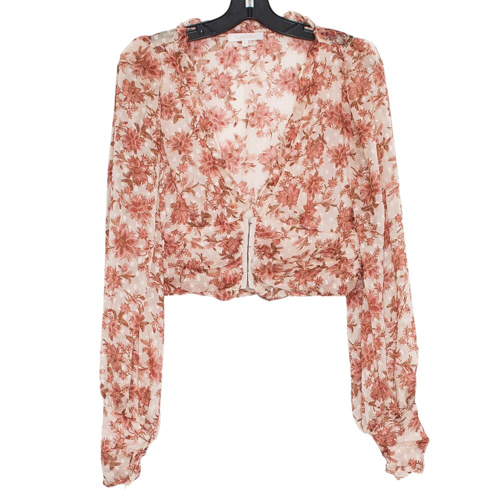 Olivaceous Crop Top Sheer Floral Boho Cottage Fairy Feminine Romantic Girly XL